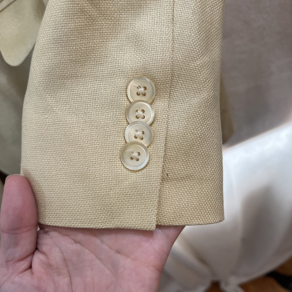 Lands End Blazer Men's 42L Long Silk Sport Coat Blazer Gold Yellow 2 Button - Picture 9 of 16